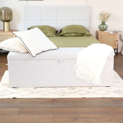 HOMIFAB Banc Coffre En Tissu Gris Clair 140 Cm 2 HOMIFAB Banc Coffre En Tissu Gris Clair 140 Cm – Image 2