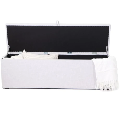 HOMIFAB Banc Coffre En Tissu Gris Clair 140 Cm 3 HOMIFAB Banc Coffre En Tissu Gris Clair 140 Cm – Image 3