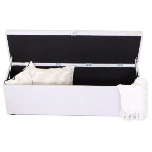 HOMIFAB Banc Coffre En Tissu Gris Clair 140 Cm 5 HOMIFAB Banc Coffre En Tissu Gris Clair 140 Cm – Image 5