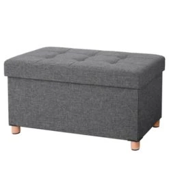 CALICOSY Banc De Rangement Pliable Avec Couvercle Et Pieds - L76 Cm - Gris