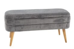 HELLIN Banquette Coffre De Rangement En Velours Côtelé Et Pieds En Bois