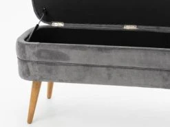 HELLIN Banquette Coffre De Rangement En Velours Côtelé Et Pieds En Bois -Boutique Maisons du Monde banquette coffre de rangement en velours cotele et pieds en bois 3