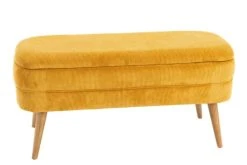 Boutique Maisons du Monde 18 HELLIN Banquette Coffre De Rangement En Velours Côtelé Et Pieds En Bois