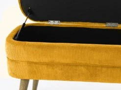 HELLIN Banquette Coffre De Rangement En Velours Côtelé Et Pieds En Bois -Boutique Maisons du Monde banquette coffre de rangement en velours cotele et pieds en bois 7