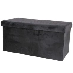 Boutique Maisons du Monde 14 Urban Living Banquette Coffre De Rangement Velours Noir - 76x37.5x37.5cm