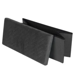 Urban Living Banquette Coffre De Rangement Velours Noir - 76x37.5x37.5cm -Boutique Maisons du Monde banquette coffre de rangement velours noir 76x37 5x37 5cm 3