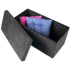 Urban Living Banquette Coffre De Rangement Velours Noir - 76x37.5x37.5cm -Boutique Maisons du Monde banquette coffre de rangement velours noir 76x37 5x37 5cm 4