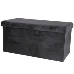 Urban Living Banquette Coffre De Rangement Velours Noir - 76x37.5x37.5cm -Boutique Maisons du Monde banquette coffre de rangement velours noir 76x37 5x37 5cm 5