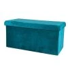 Urban Living Banquette Coffre De Rangement Velours Vert - 76x37.5x37.5cm