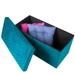 Urban Living Banquette Coffre De Rangement Velours Vert - 76x37.5x37.5cm -Boutique Maisons du Monde banquette coffre de rangement velours vert 76x37 5x37 5cm 2