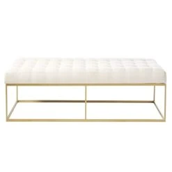 Boutique Maisons du Monde 10 Maisons Du Monde Bout De Lit Capitonné Beige Et Métal Coloris Laiton