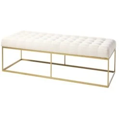 Boutique Maisons du Monde -Boutique Maisons du Monde bout de lit capitonne beige et metal coloris laiton 1000 11 15 187385 2