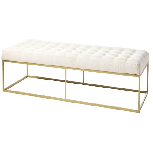 Maisons Du Monde Bout De Lit Capitonné Beige Et Métal Coloris Laiton 2 Maisons Du Monde Bout De Lit Capitonné Beige Et Métal Coloris Laiton – Image 2