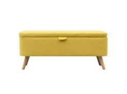 Usinestreet Bout De Lit POLY Avec Coffre De Rangement Et Pieds En Bois - Jaune