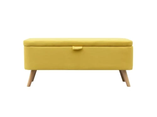 Usinestreet Bout De Lit POLY Avec Coffre De Rangement Et Pieds En Bois - Jaune 1 Usinestreet Bout De Lit POLY Avec Coffre De Rangement Et Pieds En Bois - Jaune