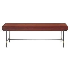 Maisons Du Monde Bout De Lit Rouge Brique En Pin Massif Et Détails Laiton 130x48