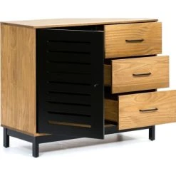 HOMIFAB Buffet 1 Porte 3 Tiroirs Effet Bois / Noir 95 Cm -Boutique Maisons du Monde buffet 1 porte 3 tiroirs effet bois noir 95 cm 3