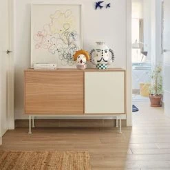 Alternative view of TEULAT Buffet 1 Porte 3 Tiroirs En Bois L128cm Blanc