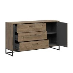 Alternative view of Petits Meubles Buffet 1 Porte 3 Tiroirs JaRouge Naturel Et Gris Anthracite