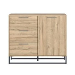 Alternative view of Petits Meubles Buffet 1 Porte 3 Tiroirs Naturel Et Metal