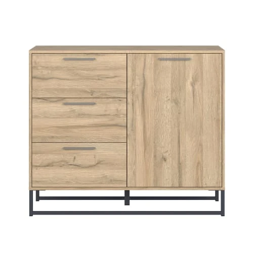 Petits Meubles Buffet 1 Porte 3 Tiroirs Naturel Et Metal 3 Petits Meubles Buffet 1 Porte 3 Tiroirs Naturel Et Metal – Image 3