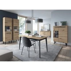 Alternative view of Petits Meubles Buffet 1 Porte 3 Tiroirs Naturel Et Noir