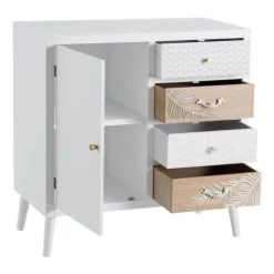Altobuy Buffet 1 Porte 4 Tiroirs Bois Massif Et Motif Floral -Boutique Maisons du Monde buffet 1 porte 4 tiroirs bois massif et motif floral 2