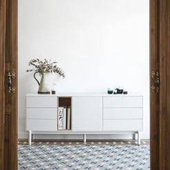 Alternative view of TEULAT Buffet 1 Porte 6 Tiroirs En Bois L180cm Blanc