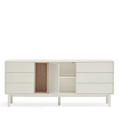 TEULAT Buffet 1 Porte 6 Tiroirs En Bois L180cm Blanc -Boutique Maisons du Monde buffet 1 porte 6 tiroirs en bois l180cm blanc 4
