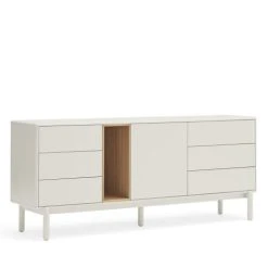 TEULAT Buffet 1 Porte 6 Tiroirs En Bois L180cm Blanc -Boutique Maisons du Monde buffet 1 porte 6 tiroirs en bois l180cm blanc 5