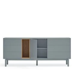 TEULAT Buffet 1 Porte 6 Tiroirs En Bois L180cm Gris Clair -Boutique Maisons du Monde buffet 1 porte 6 tiroirs en bois l180cm gris clair 3