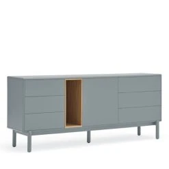 TEULAT Buffet 1 Porte 6 Tiroirs En Bois L180cm Gris Clair -Boutique Maisons du Monde buffet 1 porte 6 tiroirs en bois l180cm gris clair 4