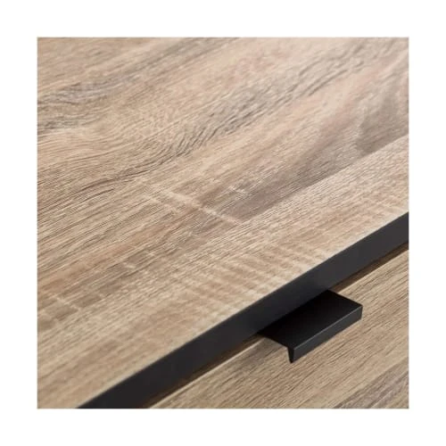 Unimasa Buffet 2 Placards + 3 Tiroirs Bois Et Métal Noir 3 Unimasa Buffet 2 Placards + 3 Tiroirs Bois Et Métal Noir – Image 3