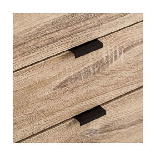 Unimasa Buffet 2 Placards + 3 Tiroirs Bois Et Métal Noir 5 Unimasa Buffet 2 Placards + 3 Tiroirs Bois Et Métal Noir – Image 5