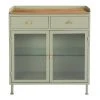 Rendez Vous Déco Buffet 2 Porte 2 Tiroirs En Métal Vert, Manguier Et Verre