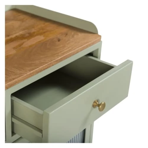 Rendez Vous Déco Buffet 2 Porte 2 Tiroirs En Métal Vert, Manguier Et Verre 4 Rendez Vous Déco Buffet 2 Porte 2 Tiroirs En Métal Vert, Manguier Et Verre – Image 4