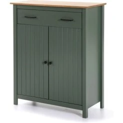 HOMIFAB Buffet 2 Portes 1 Tiroir En Pin Massif / Vert 90 Cm -Boutique Maisons du Monde buffet 2 portes 1 tiroir en pin massif vert 90 cm 2