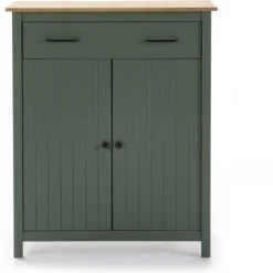 HOMIFAB Buffet 2 Portes 1 Tiroir En Pin Massif / Vert 90 Cm
