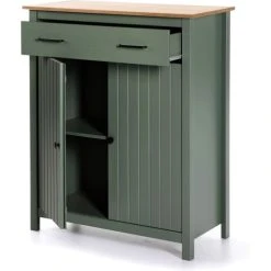 HOMIFAB Buffet 2 Portes 1 Tiroir En Pin Massif / Vert 90 Cm -Boutique Maisons du Monde buffet 2 portes 1 tiroir en pin massif vert 90 cm 3