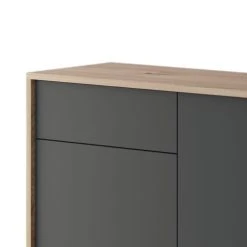 Alternative view of Petits Meubles Buffet 2 Portes 1 Tiroir Naturel Et Gris Anthracite Mat