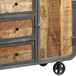 Altobuy Buffet 2 Portes 3 Tiroirs Acier Et Bois Massif -Boutique Maisons du Monde buffet 2 portes 3 tiroirs acier et bois massif 2