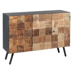 Altobuy Buffet 2 Portes 3 Tiroirs Acier Et Bois Massif