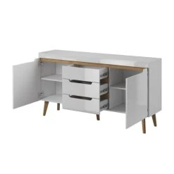 Petits Meubles Buffet 2 Portes 3 Tiroirs Blanc Et Naturel -Boutique Maisons du Monde buffet 2 portes 3 tiroirs blanc et naturel 2