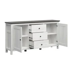 Petits Meubles Buffet 2 Portes 3 Tiroirs Blanc Et Naturel Foncé -Boutique Maisons du Monde buffet 2 portes 3 tiroirs blanc et naturel fonce 2
