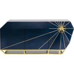 Kare Design Buffet 2 Portes 3 Tiroirs Bleu Nuit étoile Dorée
