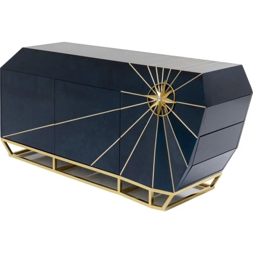 Kare Design Buffet 2 Portes 3 Tiroirs Bleu Nuit étoile Dorée 4 Kare Design Buffet 2 Portes 3 Tiroirs Bleu Nuit étoile Dorée – Image 4
