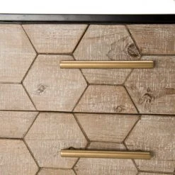 MACABANE Buffet 2 Portes 3 Tiroirs Bois Sapin Marqueté Pieds Métal -Boutique Maisons du Monde buffet 2 portes 3 tiroirs bois sapin marquete pieds metal 4