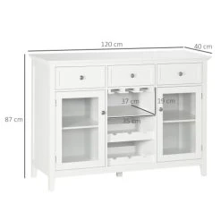 HOMCOM Buffet 2 Portes 3 Tiroirs Casier 6 Bouteilles Support Verres -Boutique Maisons du Monde buffet 2 portes 3 tiroirs casier 6 bouteilles support verres 2