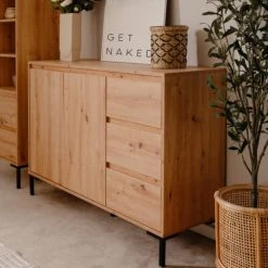 HOMIFAB Buffet 2 Portes 3 Tiroirs Effet Chêne 120 Cm 8 HOMIFAB Buffet 2 Portes 3 Tiroirs Effet Chêne 120 Cm -Boutique Maisons du Monde buffet 2 portes 3 tiroirs effet chene 120 cm 2