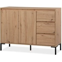 HOMIFAB Buffet 2 Portes 3 Tiroirs Effet Chêne 120 Cm 11 HOMIFAB Buffet 2 Portes 3 Tiroirs Effet Chêne 120 Cm -Boutique Maisons du Monde buffet 2 portes 3 tiroirs effet chene 120 cm 5